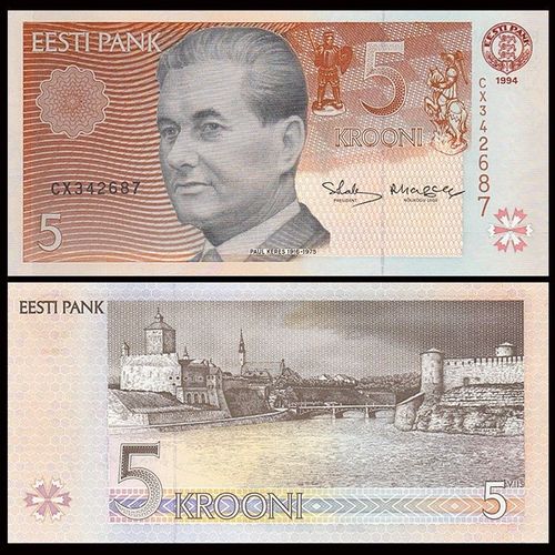 Billet Estonie 5 Krooni