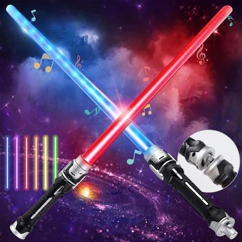 Sabre Laser Pour Enfants, 2 Pièces Lightsaber 7 Couleurs Epées Laser À Led Avec Son Sabres Laser Télescopiques 2 En 1 Sabre Laser Pour Enfants Adultes Cosplay Party, Articles De Fête