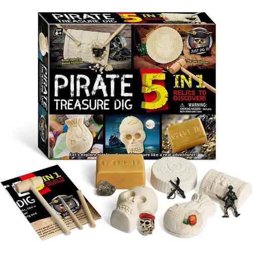 Kit D'archéologie 5 En 1 Pirate Dinosaure Fossil Science Jouet Éducatif Pour Enfants