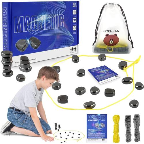 Jeu D'échecs Magnétique,Magnetic Chess Game,Magnetic Chess Set,Jeu Magnétique De Table,Magnet Board Chess Game,Jeu De Plateau En Pierre Magnétique Pour Les Réunions De Famille Et Les Voyages (E)