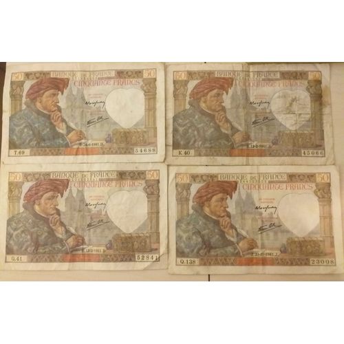 Lot De 5 Billets De 50 Franc "Jacques Coeur" 1941-1940