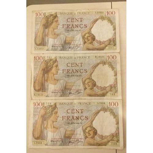 Lot De 7 Billets De 100 Francs 1939-1941