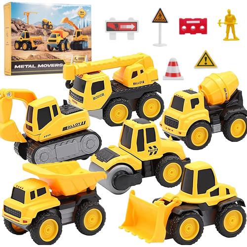 Jouets De Véhicule De Construction, Ensemble De Voiture Pour Tout-Petits, 6 Types De Panneaux De Signalisation De Barricade De Véhicule De Construction + Carte Avec Scène De Stationnement