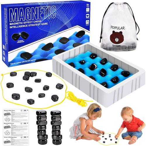 Échiquier Magnétique, Jeu À Effet Magnétique, Jeu D'échecs Magnétique De Table, Jeu Plateau En Pierre Magnétique, Jeu Société D'échecs Magnétique Avec Rainure En Éponge Pour Fête Voyage