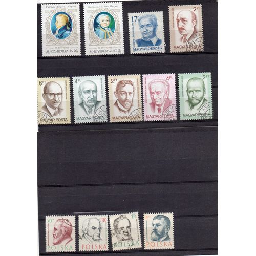 Hongrie- Lot De 7 Timbres Oblitérés Et 2 Timbres Neufs- Personnages Célèbres- Pologne- Lot De 4 Timbres Oblitérés- Personnages Célèbres
