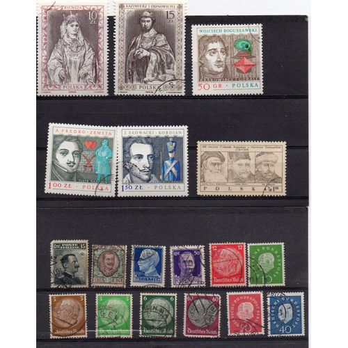 Europe- Divers Pays (Italie- Pologne- Allemagne)- Lot De 18 Timbres Oblitérés- Personnages Célèbres