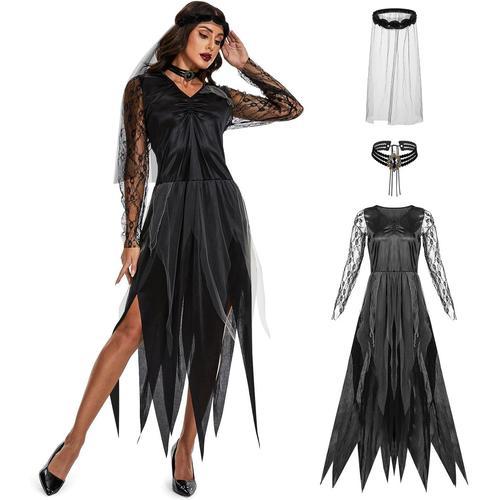 Halloween Costume Mariée Fantôme, Deguisement Mariee Zombie, Costume De Mariée Du Cimetière, Déguisement Mariée Halloween Femme Pour Halloween Robe Carnaval Cosplay