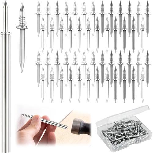 100 PCS Clou à Double Tête, Clous Acier Galvanisé, Fil de Plinthe à Double Tête Clou Sans Couture, Vis De Sécurité Invisibles Seamless, Clou Plinthe avec Outil de Manchon Spécifique à Ongles