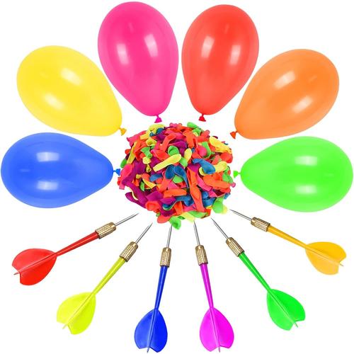 Ballon De Fléchettes Set, Ensemble De Ballons D'eau 500 Petits Ballons Et 6 Fléchettes Pour Décorations De Cirque, Carnaval, Fête D'anniversaire, Jeux En Plein Air Pour Enfants Et Adultes