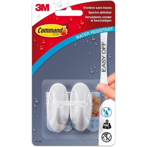 2 Petits crochets 3M Command¿ Design plastique blanc avec languettes résistantes à l'eau, 4 languettes, 500 g