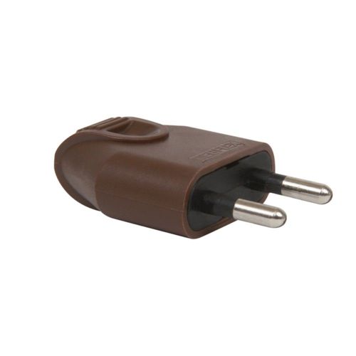 Fiche mâle DEBFLEX 2P 6A sortie droite marron