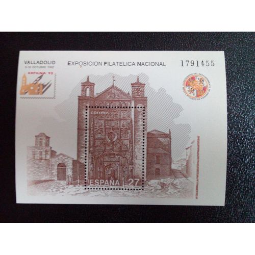 Timbre Espagne Yt Bf 57 Exfilna ´92. Valladolid 1992 ( 040104 )
