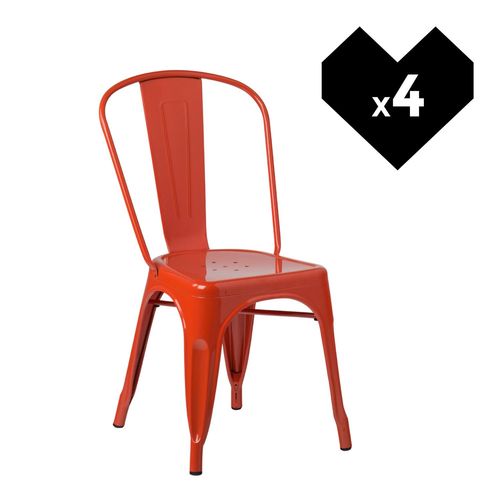 Lot De 4 Chaises Empilables Lix Orange