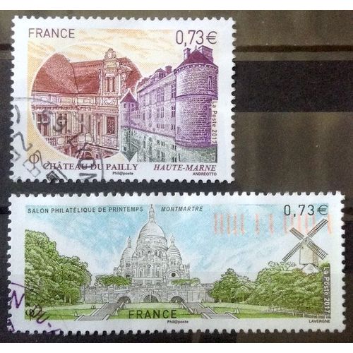 Château Du Pailly 0,73€ (Très Joli N° 5120) + Salon Philatélique De Printemps - Montmartre 0,73€ (Très Joli N° 5124) Obl - France Année 2017 - Brn83 - N32714