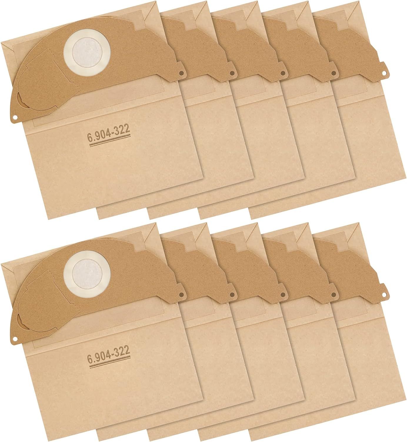 WD2 Lot de 10 sacs filtrants en papier pour aspirateur Kärcher WD2 MV2 A 2003/2024/2054 Remplace les sacs WD2 6.904-322.0