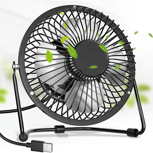 Mini Usb Fan Fan, 360 Degree Rotation, 5.71 Inch Powerful Portable Silent Fan, Metal Desk Fan For Office, Home, Bedroom, Car, Usb Powered(Black)