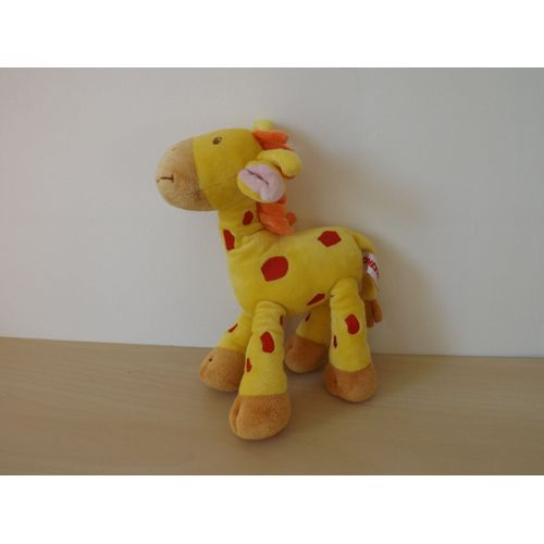 Peluche Doudou Girafe Jaune Rouge Orchestra
