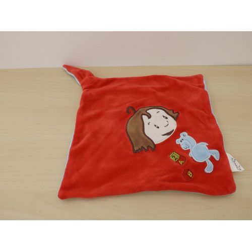 Doudou Garçon Ours Bleu Rouge Societe Générale