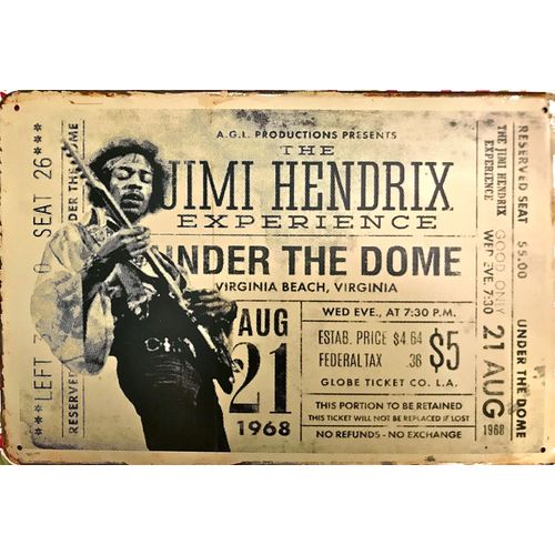 Affiche De Concert Jimi Hendrix Exrerience 21 Aout 1968