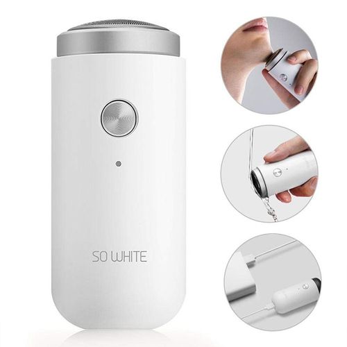 Xiaomi So White Rasoir Électrique Rechargeable À Double Usage, Étanche, Humide Et Sec, Portable, Mini Rasoir Électrique De Blanc