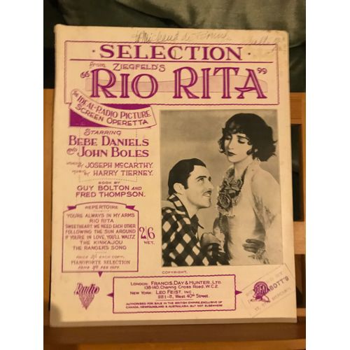Selection From Siegfeld's Rio Rita Partition Piano Éd. Day & Hunter Arr. Pether