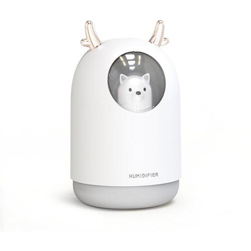 Humidificateur d'air bébé Chambre Ultrasonique Silencieux avec 7 Couleurs de Lumière , 300 ml USB Blanc