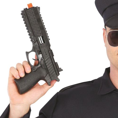 Pistolet Factice Plastique Noir 28cm