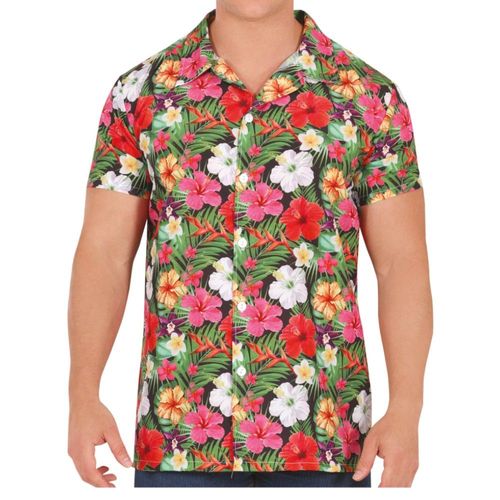 Chemise Hawaïenne Polyester Flore Tropicale Homme
