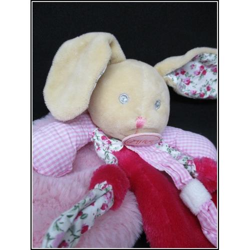 Doudou Lapin Poupi - BABYNAT - Fille - Dès la Naissance - Rose - 15x35x6 cm