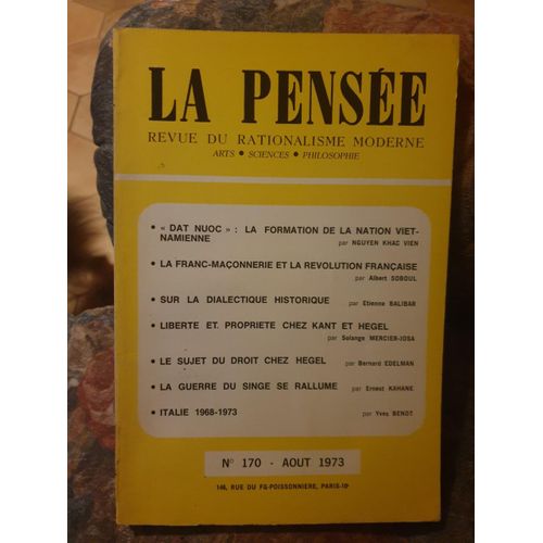 La Pensée 170 La Formation De La Nation Vietnamienne La Franc-Maçonnerie Et La Révolution Française
