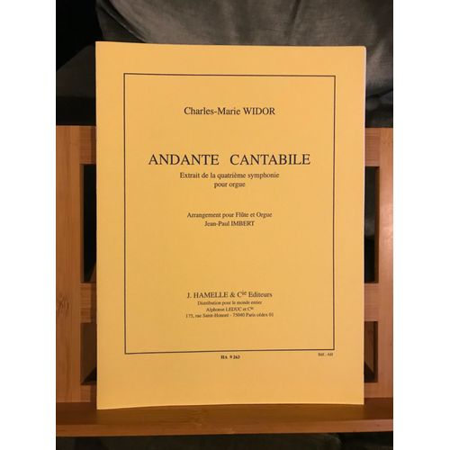 Charles-Marie Widor Andante Cantabile De La 4e Symphonie Partition Flute Orgue Hamelle