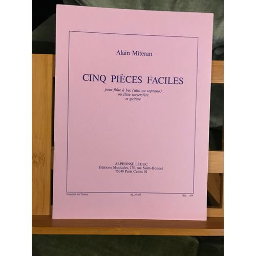 Alain Miteran Cinq Pièces Faciles Pour Flute Et Guitare Partition Éditions Leduc