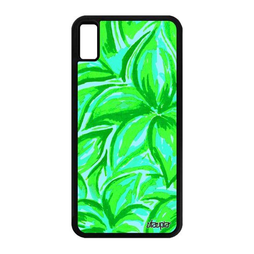 Coque Fleurs Iphone Xs Max Silicone De Protection Case Rigide Floral Coloré Bouquet Original Telephone Pas Cher Peinture Vert