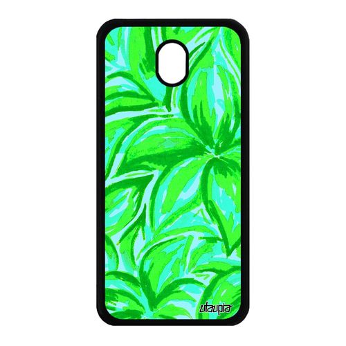Coque Samsung Galaxy J7 2017 Pro Silicone Fleurs Vert Original Housse Bumper Gel Nature Etui Smartphone Aluminium Coloré Motif De