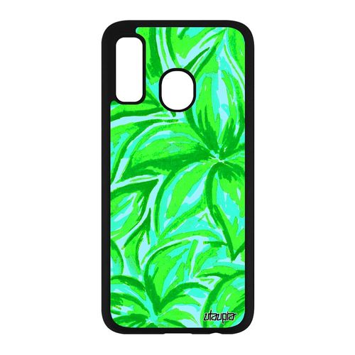 Coque Samsung Galaxy A40 Silicone Fleurs Souple Nature Peinture Vert Motif Floral Texture Smartphone Original Coloré Made In France