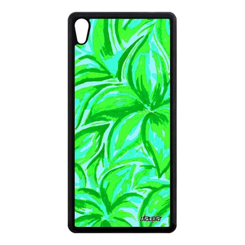 Coque Pour Xperia Xa Ultra Silicone Fleurs Bouquet Telephone Dessin Original Vert Texture Peinture Nature Portable Smartphone Sony