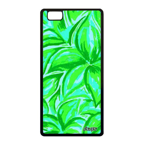 Coque Huawei P8 Lite 2015 Silicone Fleurs Motif Original Nature 4g Etui Texture Peinture Telephone Vert Bouquet Solide Floral Unique