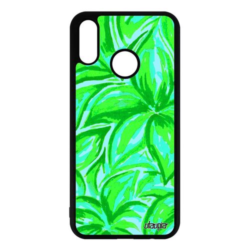 Coque Fleurs Huawei P Smart Plus 2018 Silicone Coloré Nature Original Texture Antichoc Motif Bouquet Peinture Etui Personnalisé Vert