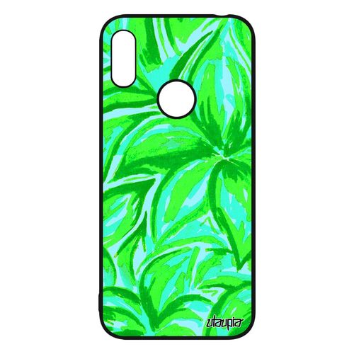 Coque Silicone Fleurs De Protection Huawei Y6 2019 Mobile Original Unique Nature Antichoc Texture Floral Telephone Vert Motif Coloré