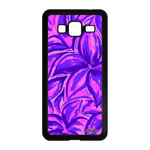 Coque Fleurs Pour Samsung J3 2016 Silicone Fond Nature Peinture De Protection Mobile Dessin Feuille Violet Effet Jolie Floral Galaxy