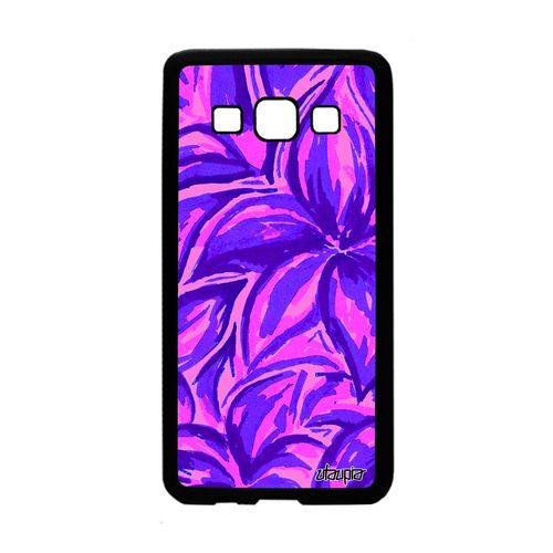 Coque Fleurs Samsung Galaxy A3 2015 Silicone Telephone Feuille Noir Bumper Portable Violet Effet Peinture Rigide Floral Fond Jolie