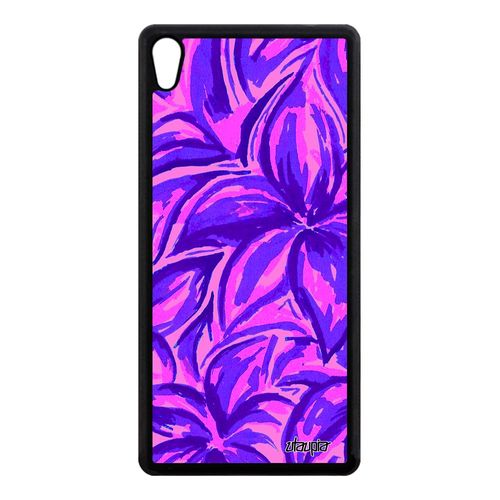 Coque Fleurs Sony Xperia Xa Ultra Silicone Peinture Violet Case Design Floral Feuille Fond Jolie Motif Antichoc Nature 4g Effet De