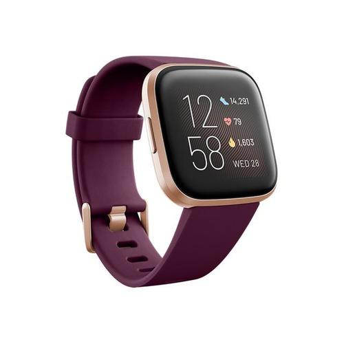 Fitbit Versa 2 - Rose Cuivre - Montre Connectée Avec Bracelet - Silicone - Bordeaux - Wi-Fi, Nfc, Bluetooth - 40 G