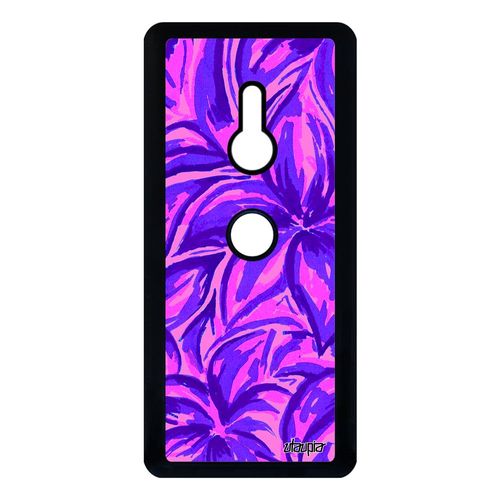 Coque Silicone Sony Xperia Xz3 Fleurs H8416 Feuille Floral Antichoc Fond Jolie Peinture Violet Effet Nature Rigide Motif Telephone