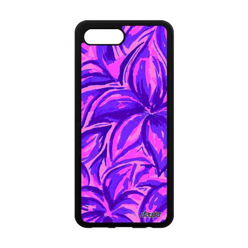 Coque Silicone Pour Honor 10 Fleurs Cover Smartphone Floral Nature Fond Jolie Feuille Violet Peinture Motif Etui Aluminium Effet De