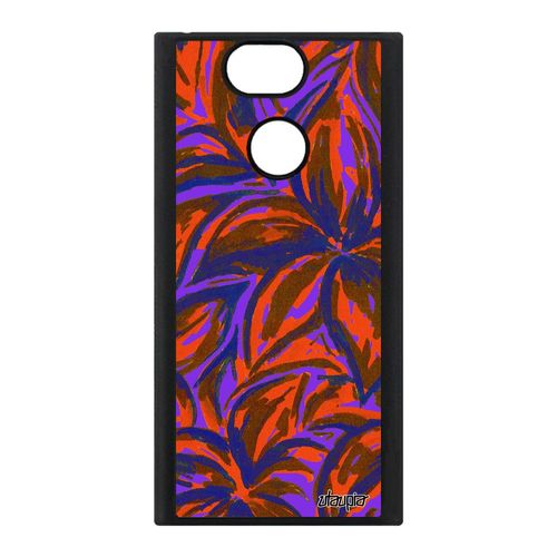 Coque En Silicone Pour Sony Xperia Xa2 Fleurs 4g Bleu Effet Housse Antichoc Motif Alu Feuille Floral Design Nature Fond Peinture