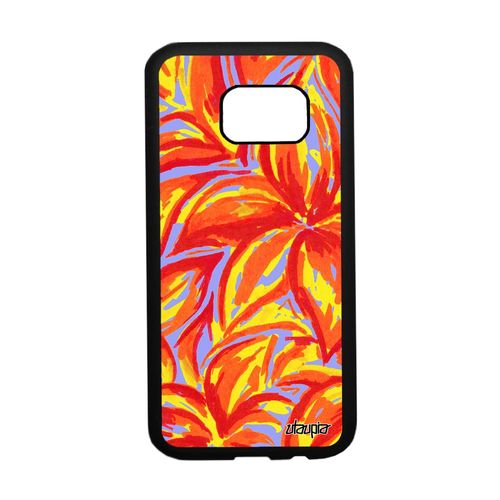 Coque Silicone Pour Galaxy S7 Fleurs Design Texture Peinture Bouquet Original Aluminium Coloré Motif Orange Floral Case De Samsung