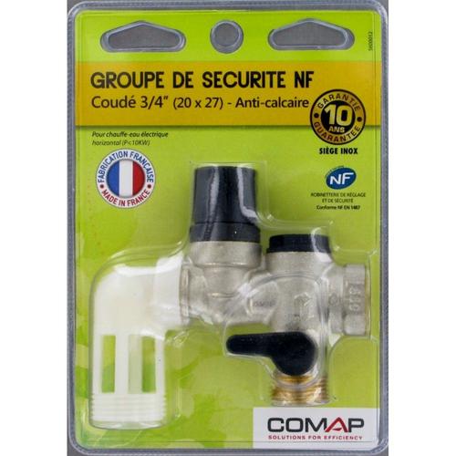 Groupe De Sécurité Coudé Comap Inox 3/4' Pour Chauffe-Eau Horizontal