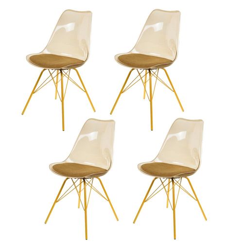 Lot De 4 Chaises Diane Avec Coussin D'assise - Jaune