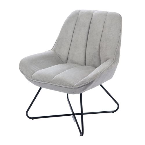 Fauteuil Tissu Et Métal Louis - Beige